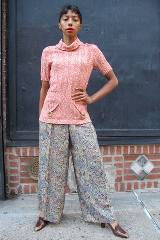 1910's Edwardian Pink Striped and Floral Dress - SOLD