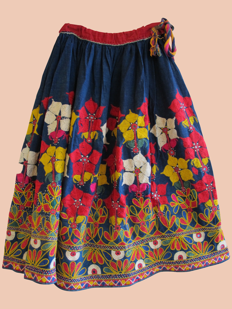 1960's Banjara Hand-Embroidered Tribal Skirt