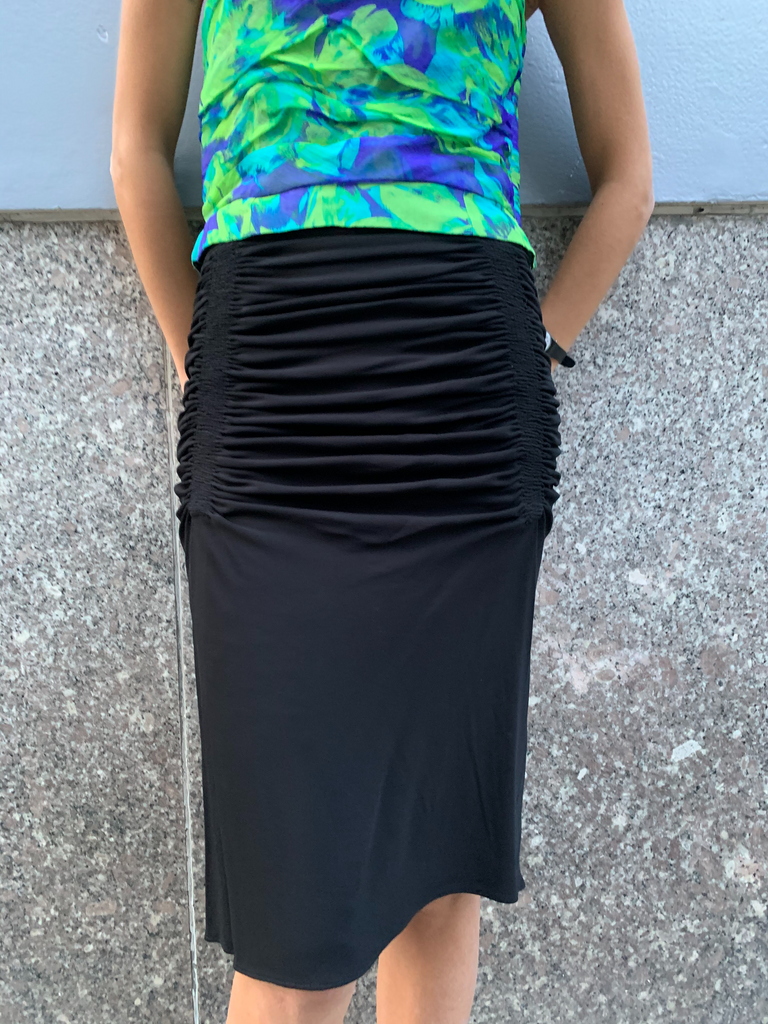 08/90's Alaïa Black Pleated Ruched Skirt