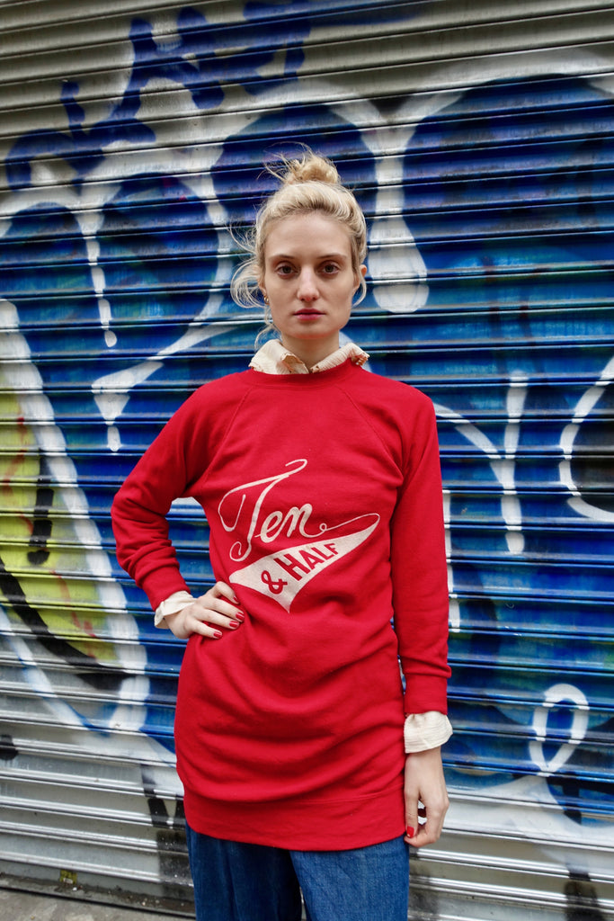 1950's Long Red Cheerleading Sweatshirt