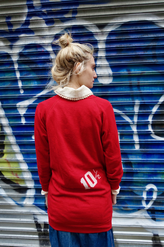 1950's Long Red Cheerleading Sweatshirt