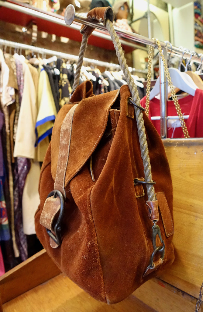 1970's Nautical Rope Rust Suede Bag - SOLD