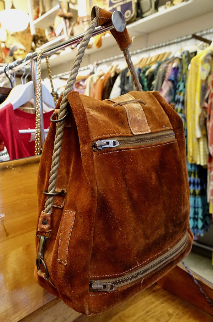 1970's Nautical Rope Rust Suede Bag - SOLD