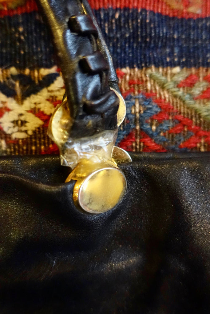 1970's Italian Long Black Leather Purse