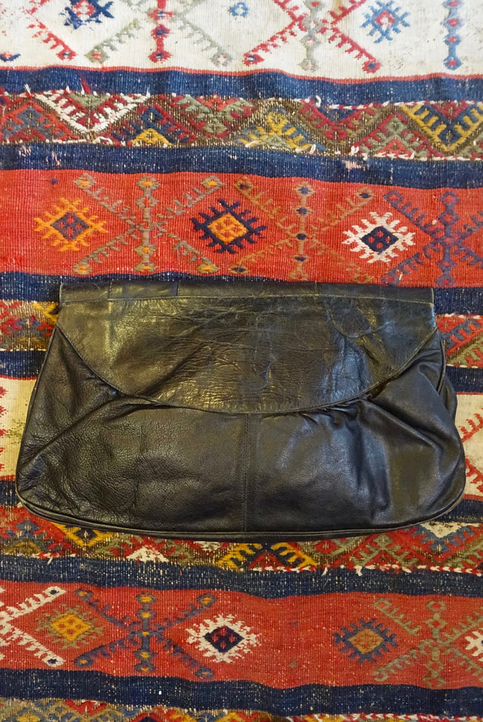 1960/1970's European Black Leather Clutch - SOLD