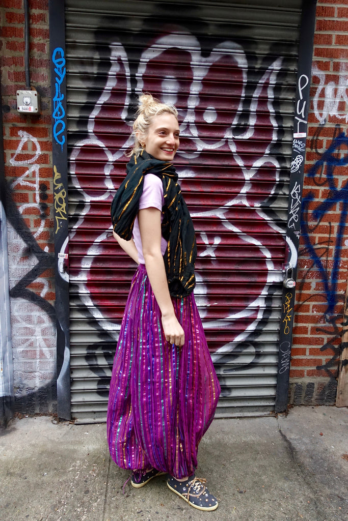 1970-80's Gauze Metallic Stripe Harem Pants - SOLD