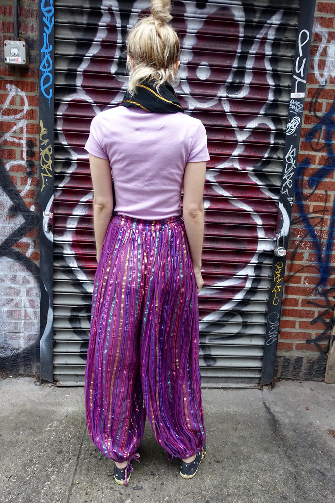 1970-80's Gauze Metallic Stripe Harem Pants - SOLD