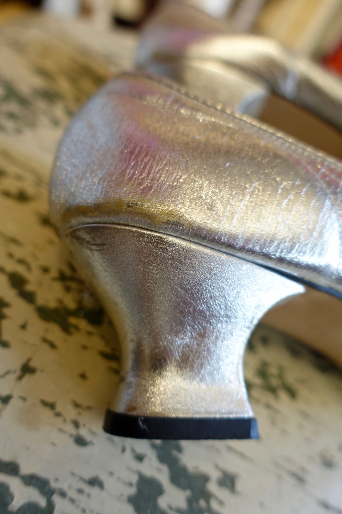 1960's Silver Lamé French Buckle Heels