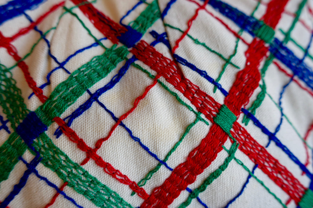 1960-70's Embroidered Checked Wide-Leg Pants SOLD