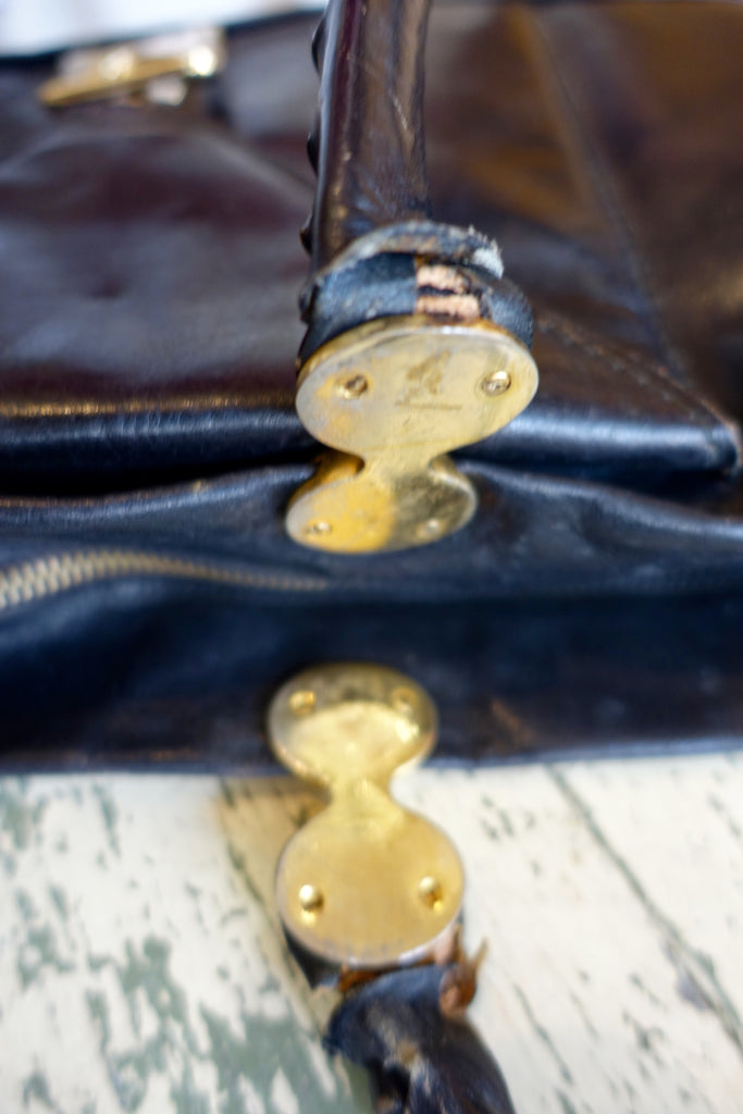 1970's Italian Long Black Leather Purse