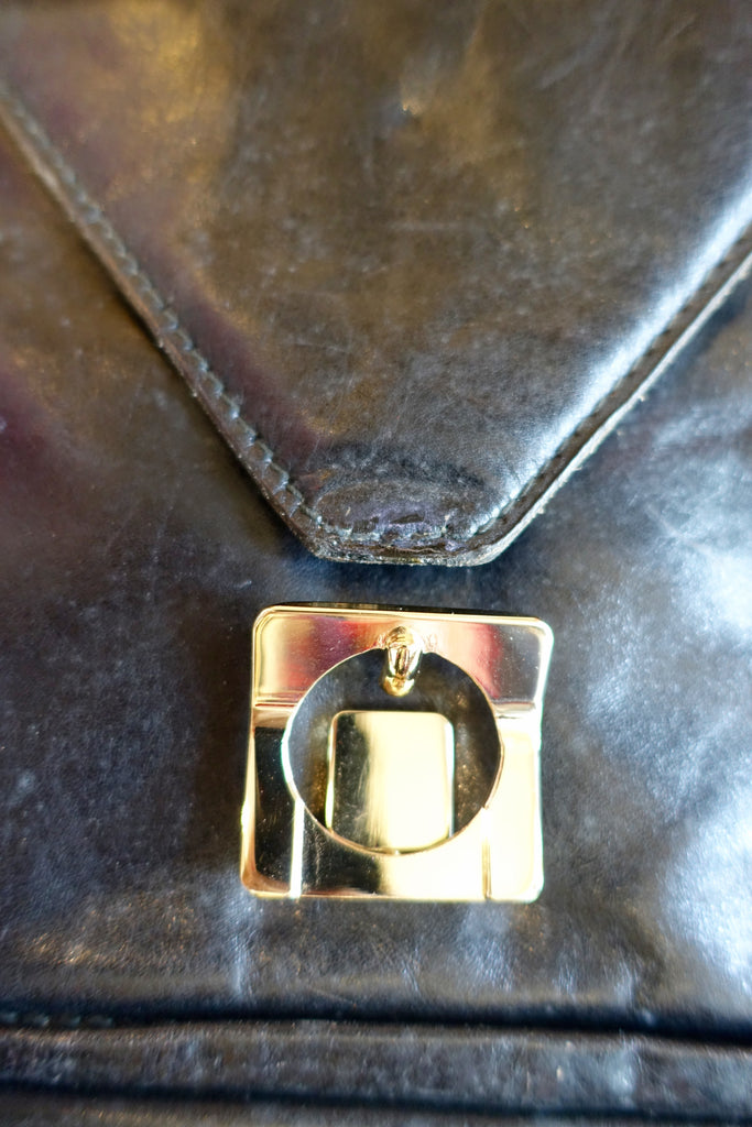1970's Italian Long Black Leather Purse