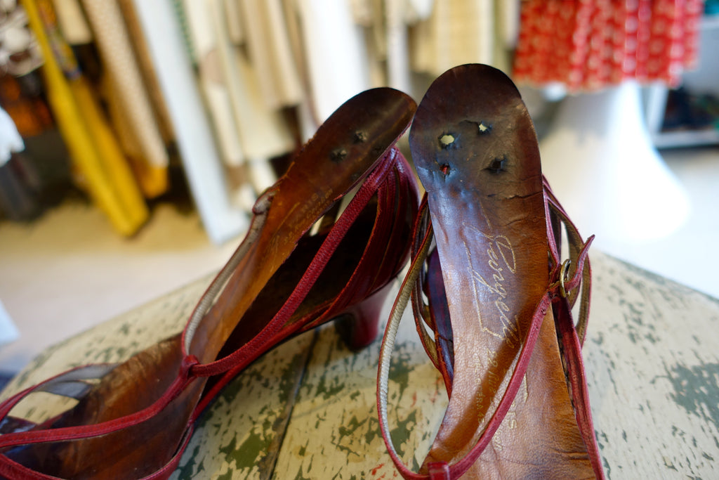 Early 1960's Red Leather T-Strap Heels - SOLD