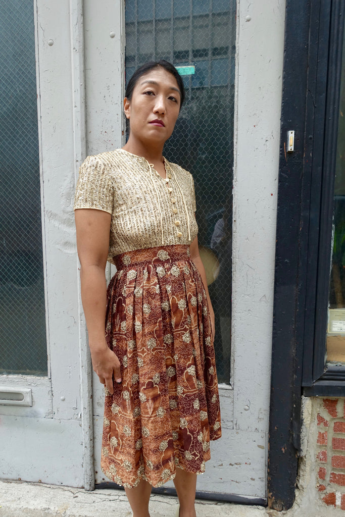 1960's Beaded Chocolate Brown Dress - SOLD