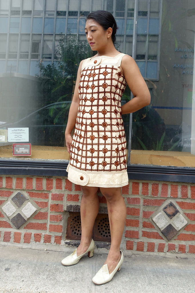 1960's Unlabeled Courreges Mod Embroidered Tunic Dress