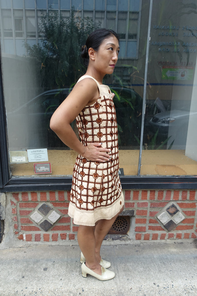 1960's  Unlabeled Courreges Mod Embroidered Tunic Dress
