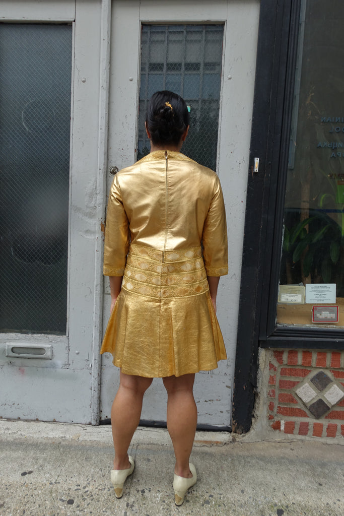 1960's Gold Leather Beaded Dress