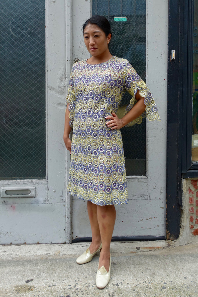 1960's Metallic Crochet Cocktail Dress - SOLD