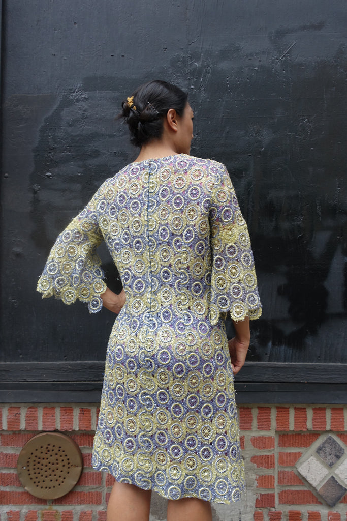 1960's Metallic Crochet Cocktail Dress - SOLD