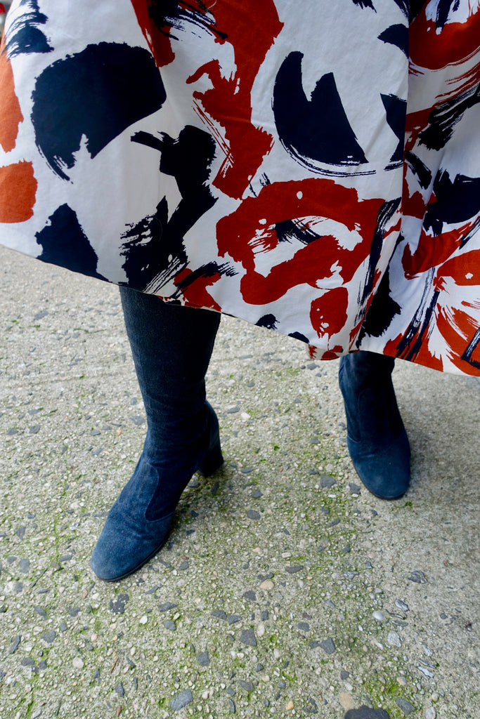 1970's Knee High Navy Suede Boots - SOLD