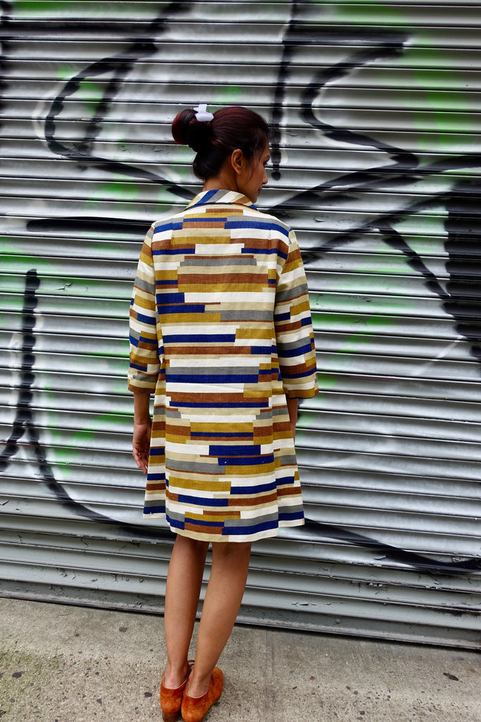 1960's Grid Pattern Linen Coat - SOLD