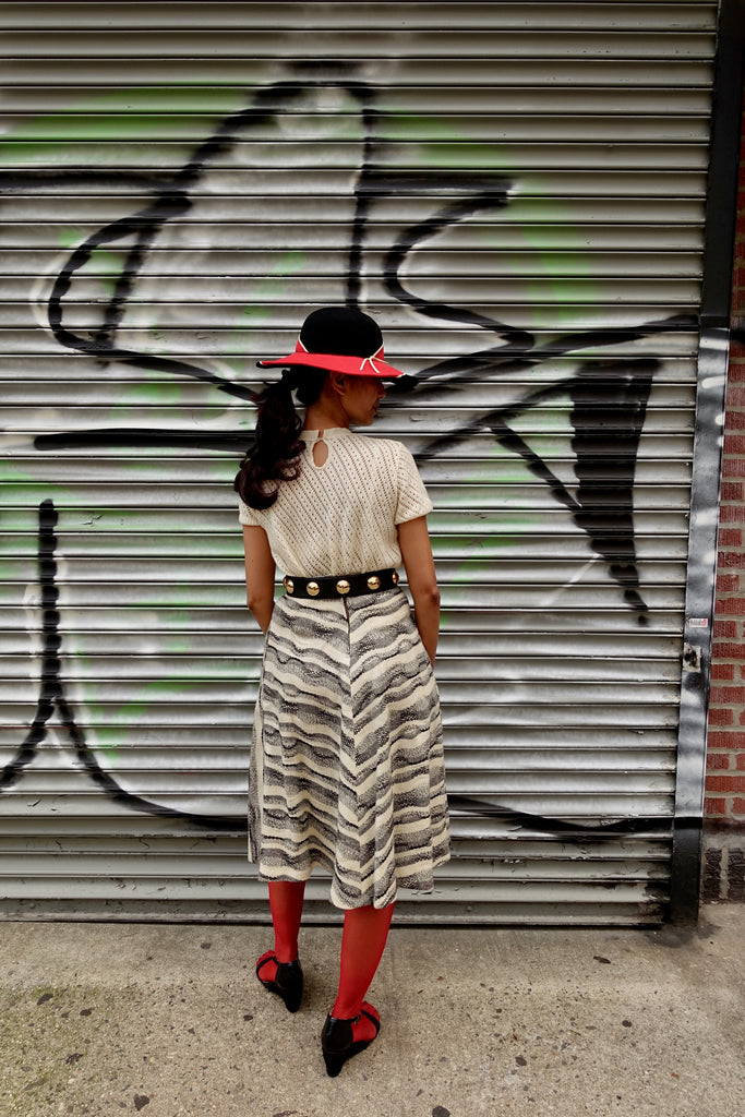 1960's Wave Pattern Tweed Skirt - SOLD