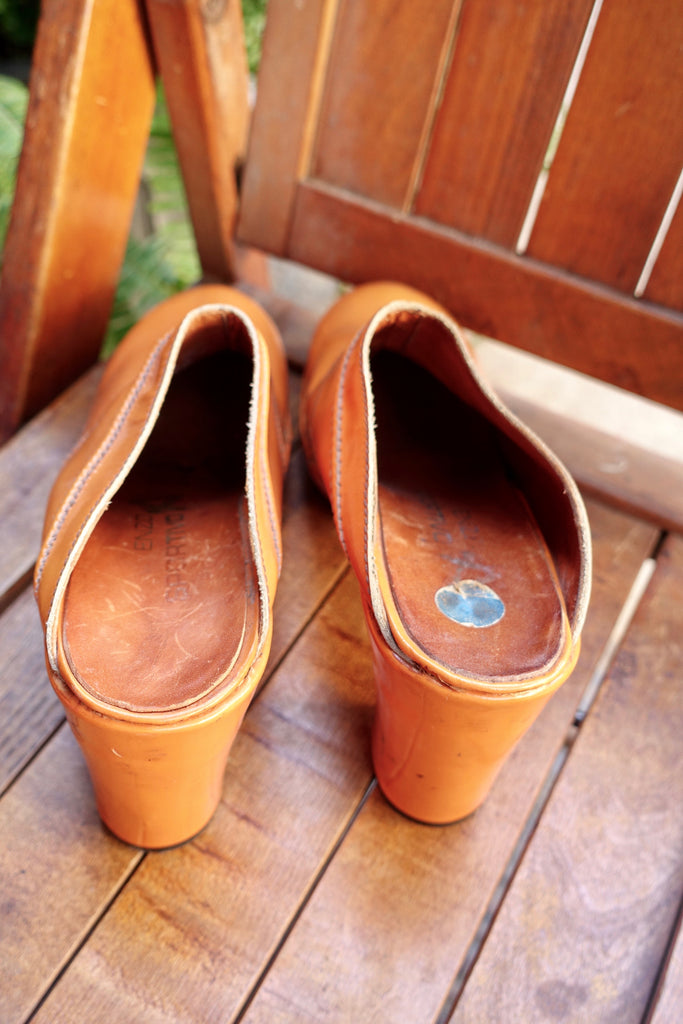 1970's Pale Orange Patent Leather Clogs - SOLD