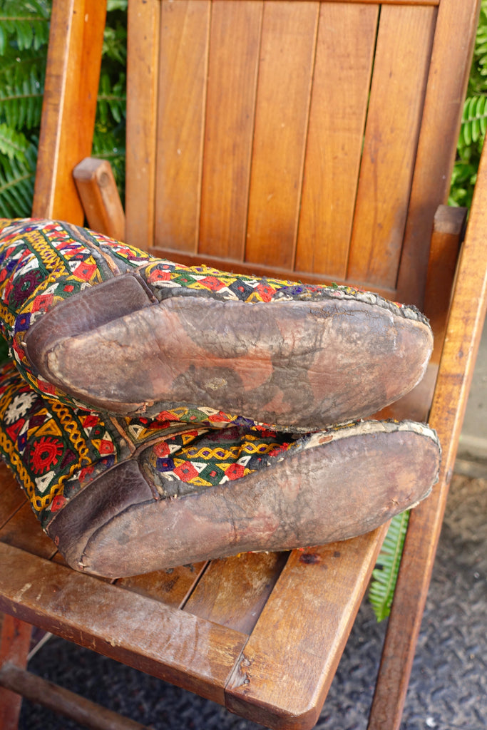 Afghani Multi-Colored Embroidered Boots - SOLD