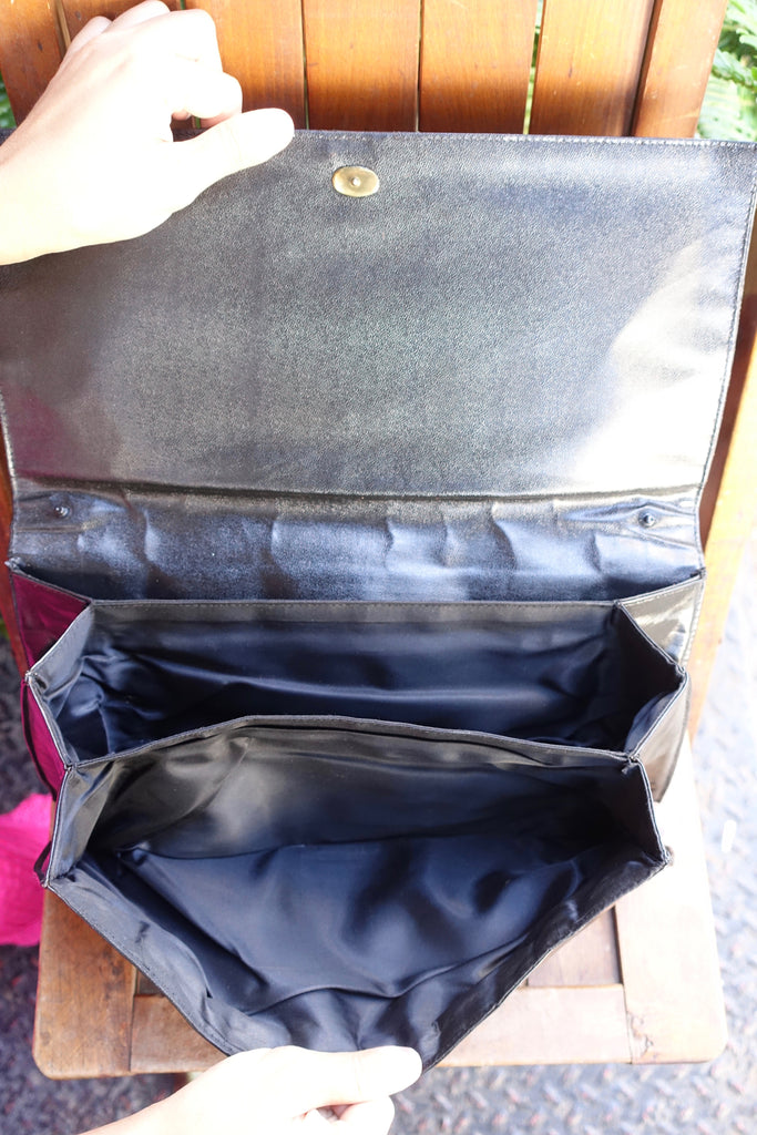 1970-80's Black Leather Long Clutch - SOLD