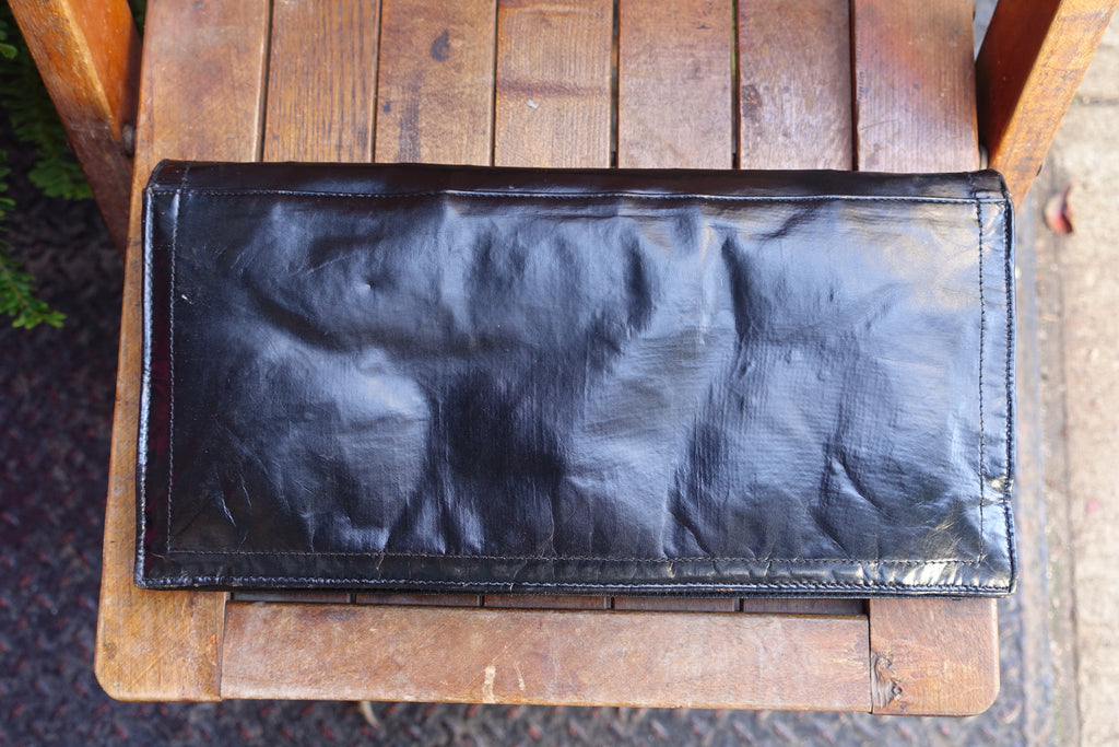 1970-80's Black Leather Long Clutch - SOLD