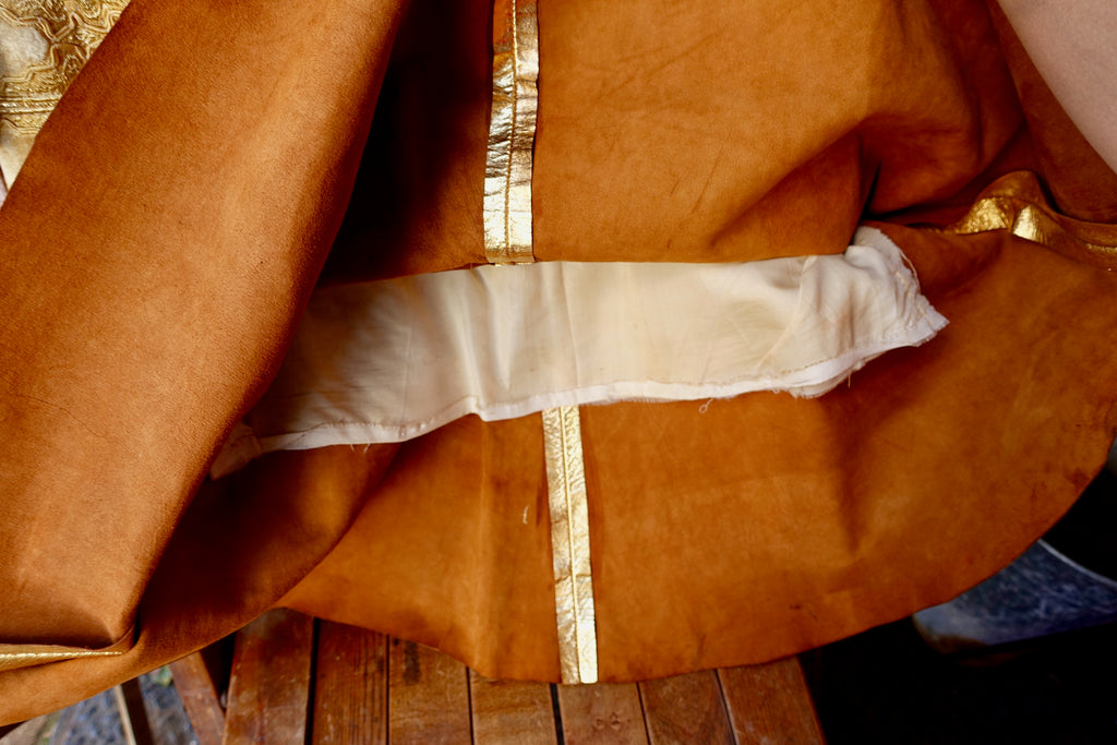 1960's Gold Leather Beaded Dress