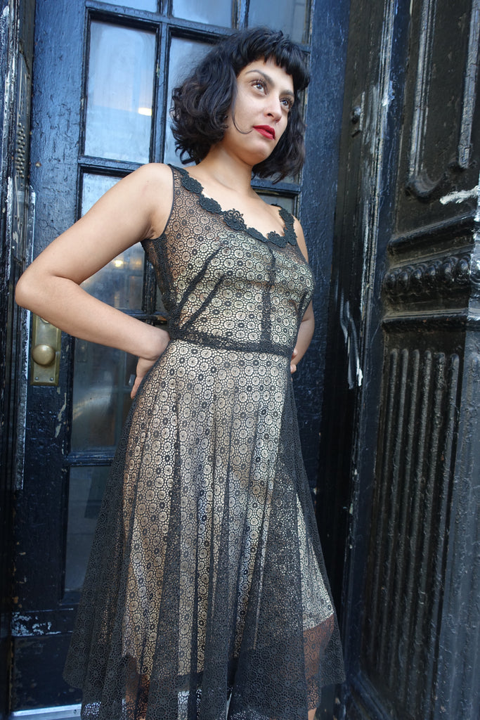 1950's-60's Black Lace Dress - SOLD
