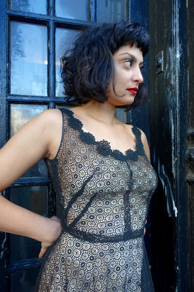 1950's-60's Black Lace Dress - SOLD