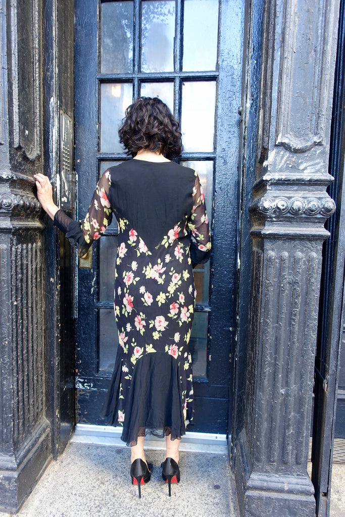 1930's Navy Floral Dress - SOLD