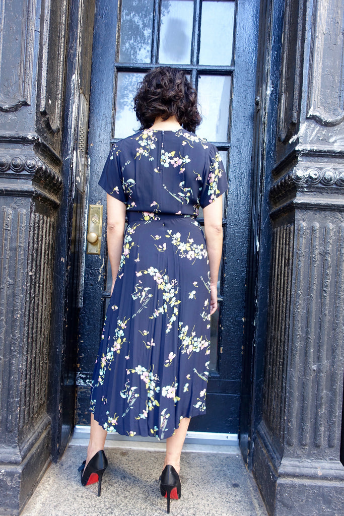 1940's Blue Floral Rayon Dress - SOLD