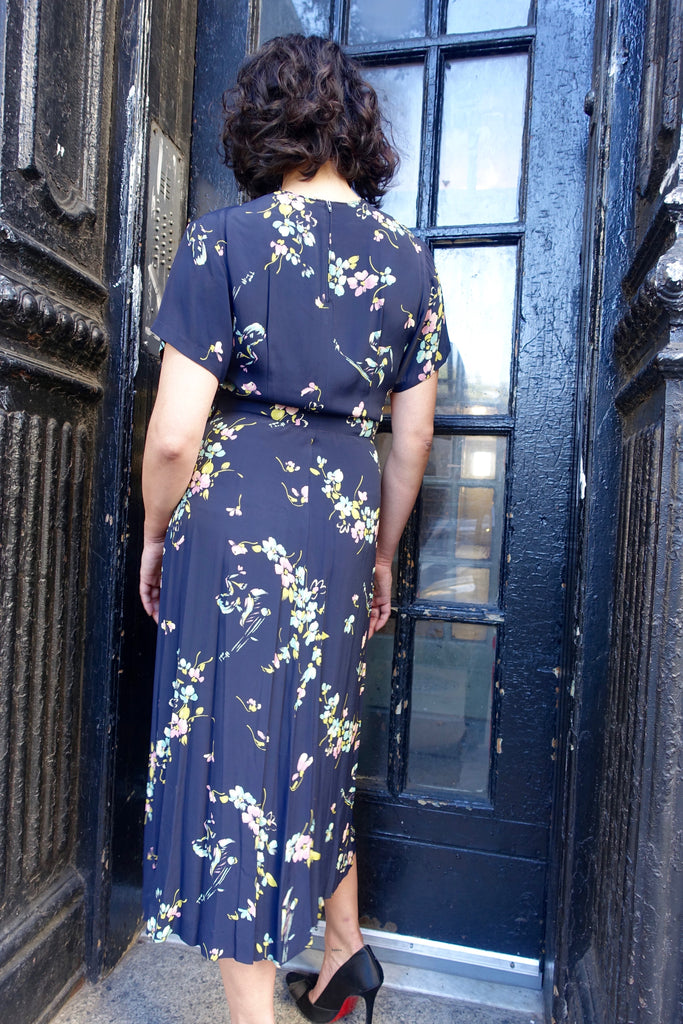 1940's Blue Floral Rayon Dress - SOLD
