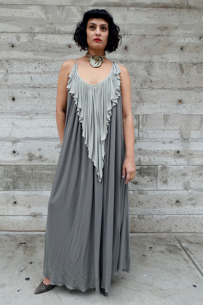 1970's Quorum Gray Ruffle Dress - SOLD