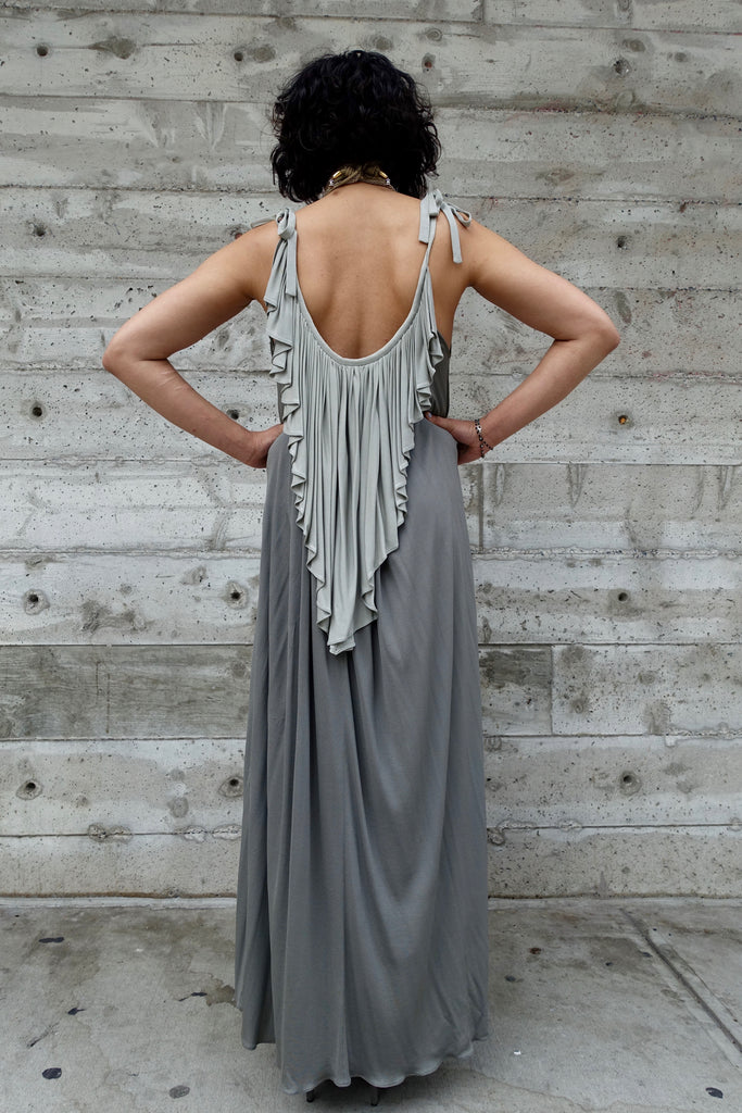 1970's Quorum Gray Ruffle Dress - SOLD