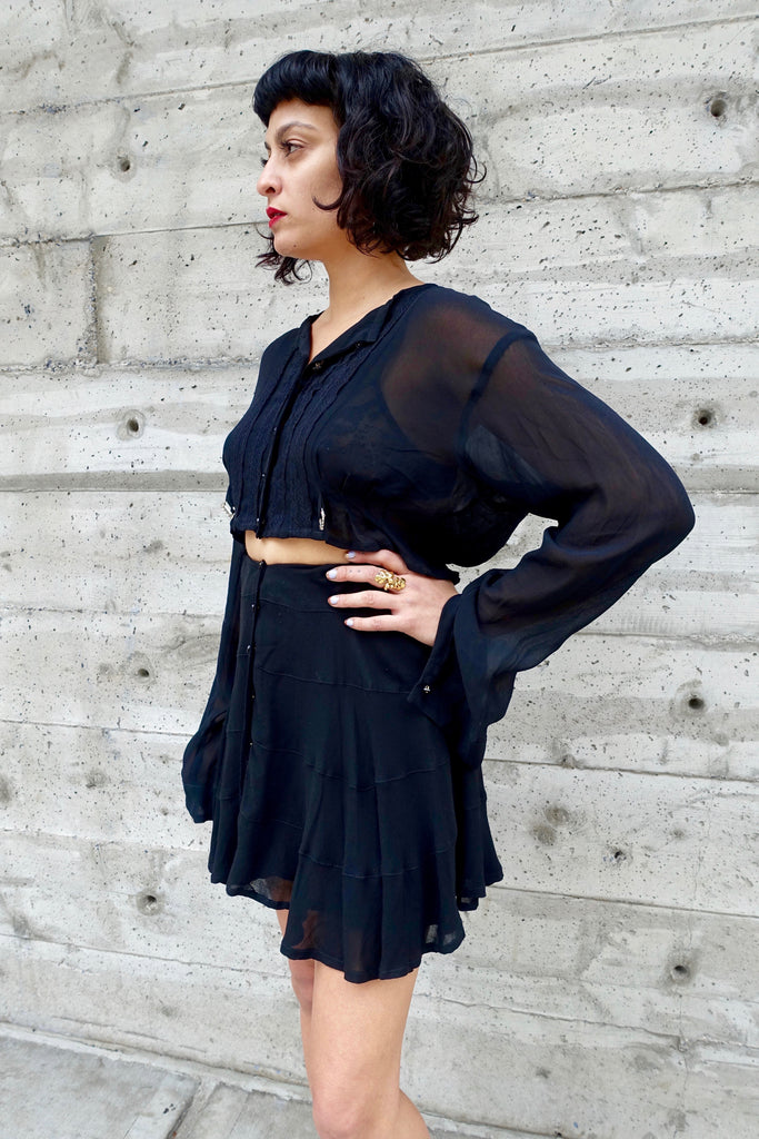 1980's-90's John Richmond Black Shirt and Skirt Set - SOLD