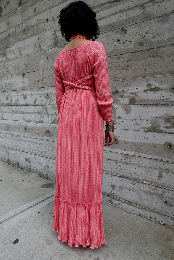 Late 70's Mary McFadden Pink Fortuny Style Gown - SOLD