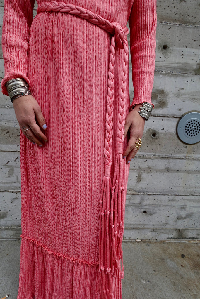 Late 70's Mary McFadden Pink Fortuny Style Gown - SOLD