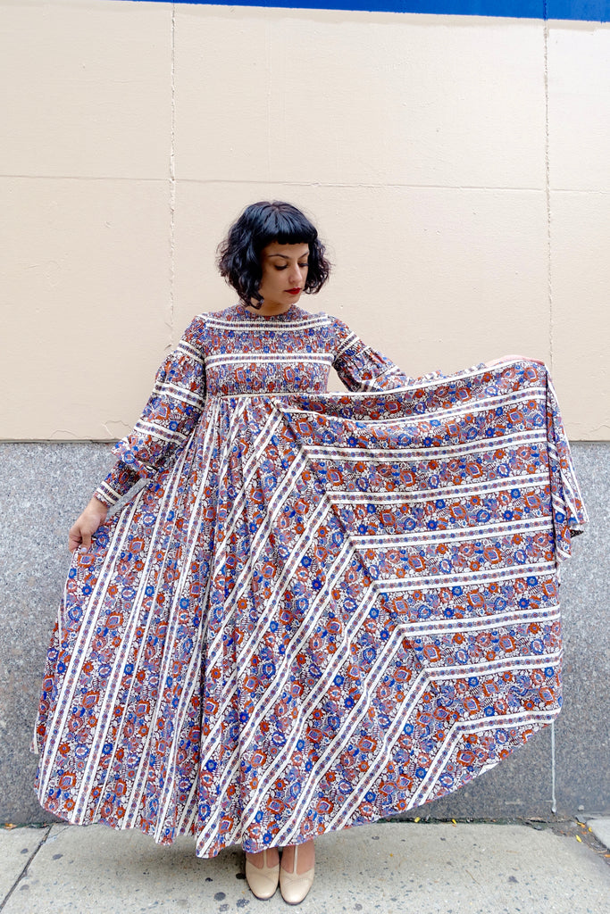 1970's Ruched Print Dress - SOLD