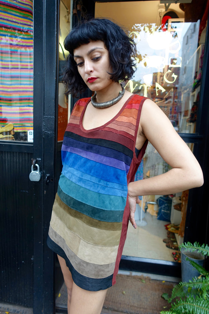 1970's Rainbow Ombre Striped Suede Tunic - SOLD