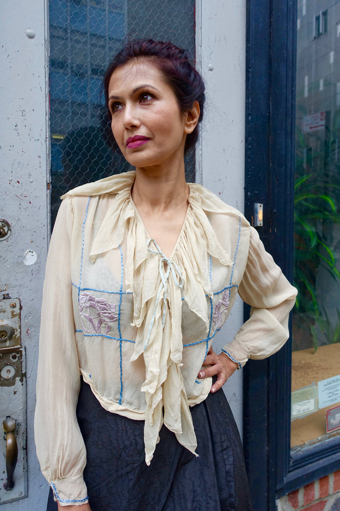 1920's Art Deco Embroidered Silk Blouse - SOLD