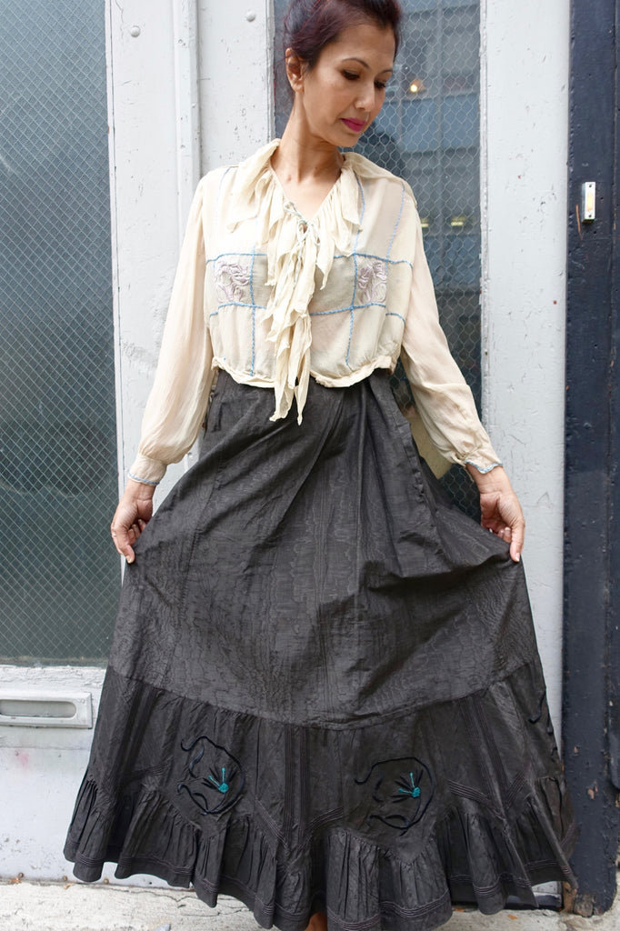 Victorian Embroidered Taffeta Skirt