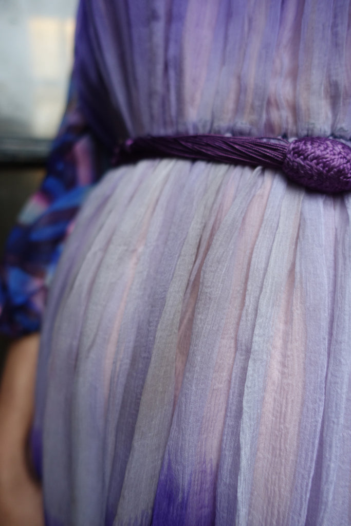 1970's-80's Purple Silk Peasant Dress - SOLD