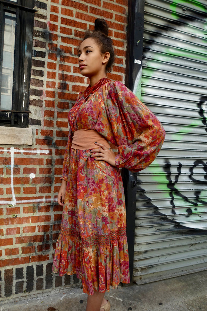 Wallis 1970s Floral Woven Dress - SOLD