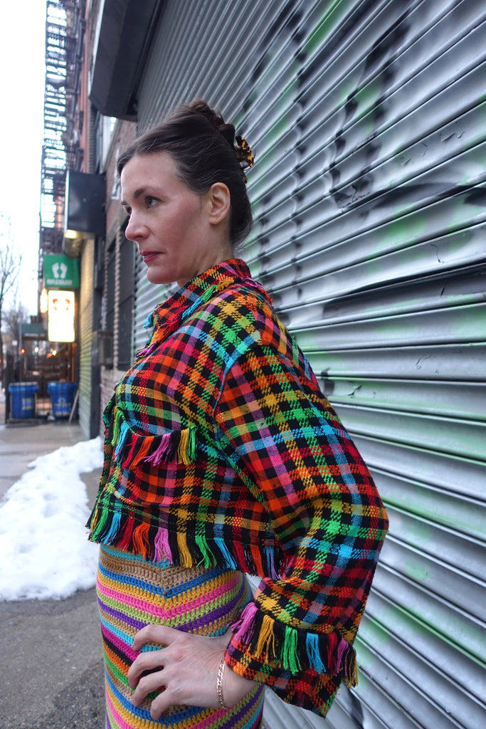 1980's Ozbek Rainbow Houndstooth Jacket -SOLD