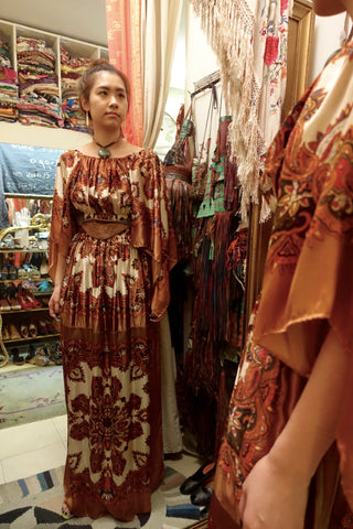 1910's Edwardian Pink Striped and Floral Dress - SOLD