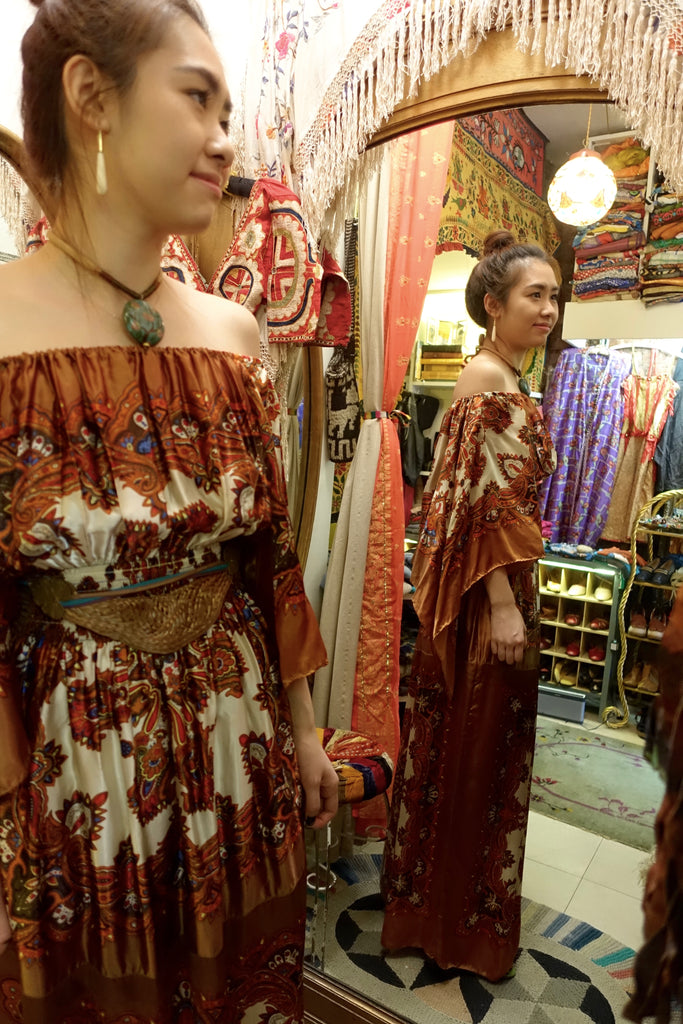 1970's Paisley Shirred Waist Dress - SOLD