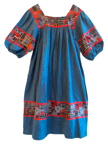 1960-70's Denim Hippie Patchwork Embellished Dress - SOLD Nomad Vintage 1960-70's Denim Hippie Patchwork Embellished Dress - SOLD Nomad Vintage